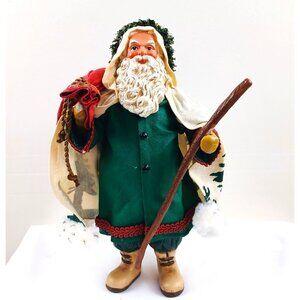 Clothtique Possible Dreams Santa Figurine 1991 Green Robe 10" Holiday Decoration